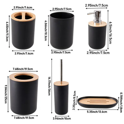 6-Piece Bathroom Set with Bamboo Lids