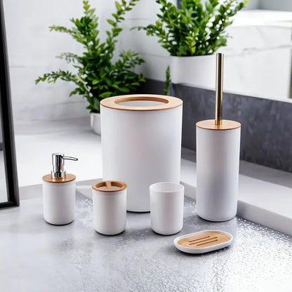 6-Piece Bathroom Set with Bamboo Lids
