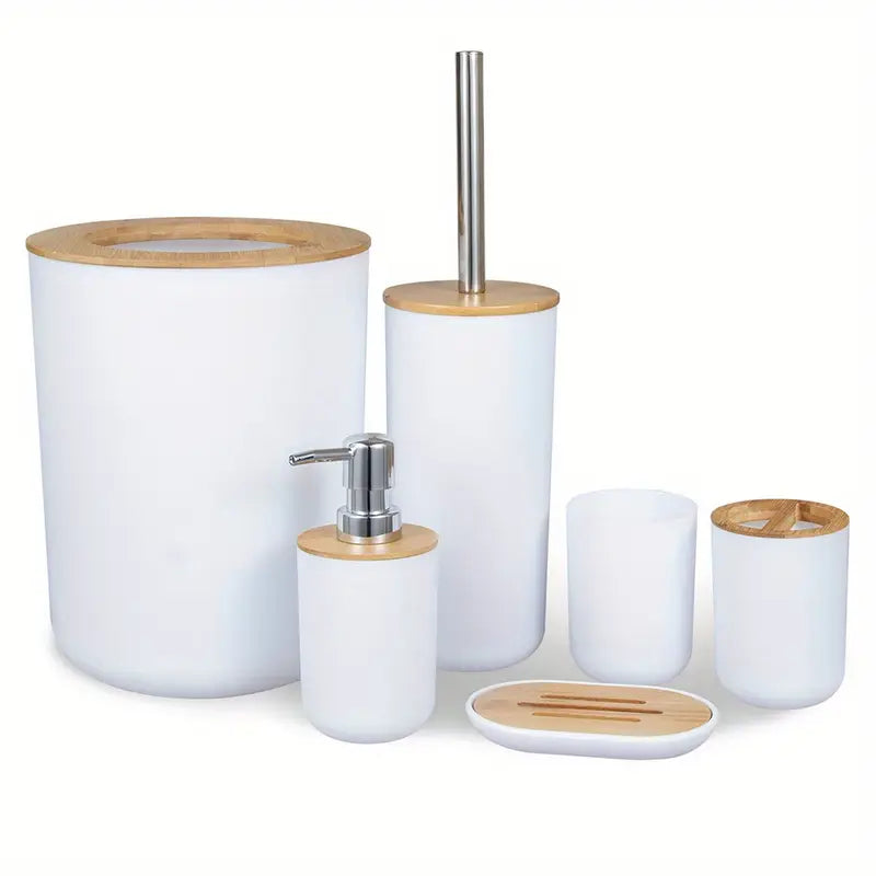 6-Piece Bathroom Set with Bamboo Lids