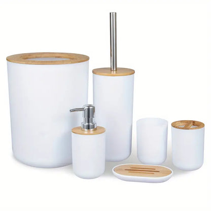6-Piece Bathroom Set with Bamboo Lids