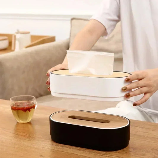 Oval Bamboo Tissue Box – Noir Edition