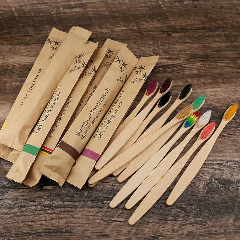 Bamboo Toothbrush Set – 10-Pack Colorful