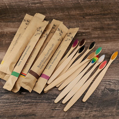Bamboo Toothbrush Set – 10-Pack Colorful