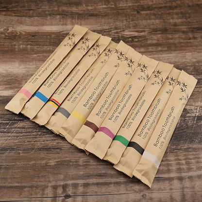 Bamboo Toothbrush Set – 10-Pack Colorful
