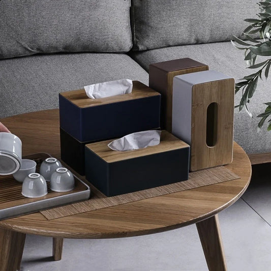 Square Bamboo Tissue Box