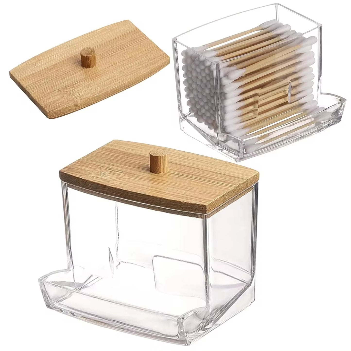 Bamboo Cotton Swab Dispenser