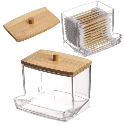 Bamboo Cotton Swab Dispenser