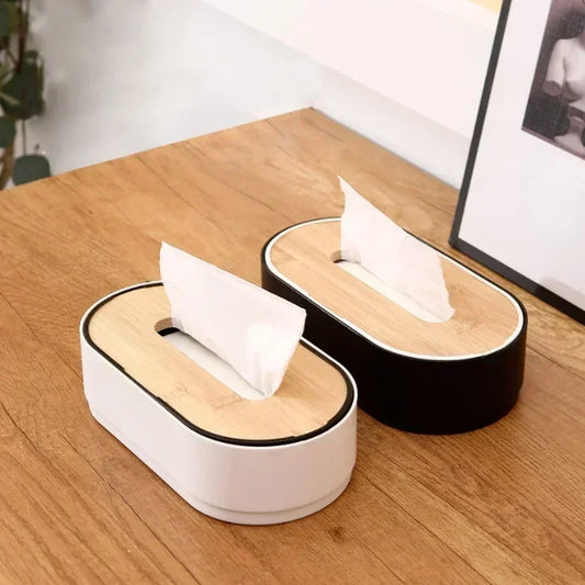 Oval Bamboo Tissue Box – Noir Edition