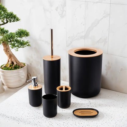 6-Piece Bathroom Set with Bamboo Lids