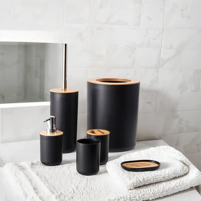 6-Piece Bathroom Set with Bamboo Lids